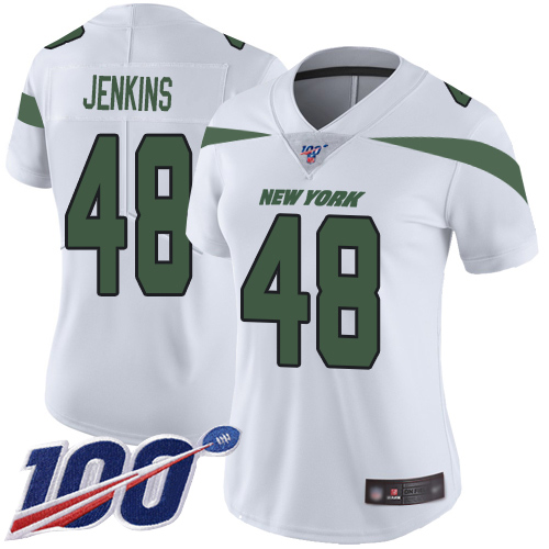 New York Jets Limited White Women Jordan Jenkins Road Jersey NFL Football #48 100th Season Vapor Untouchable